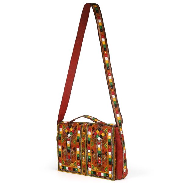 Red Embroidered Satchel - Image 4