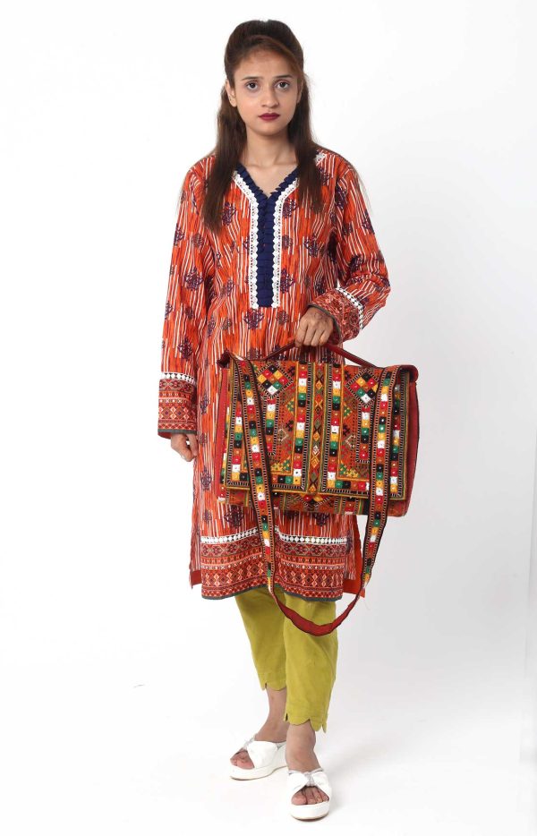 Red Embroidered Satchel - Image 3